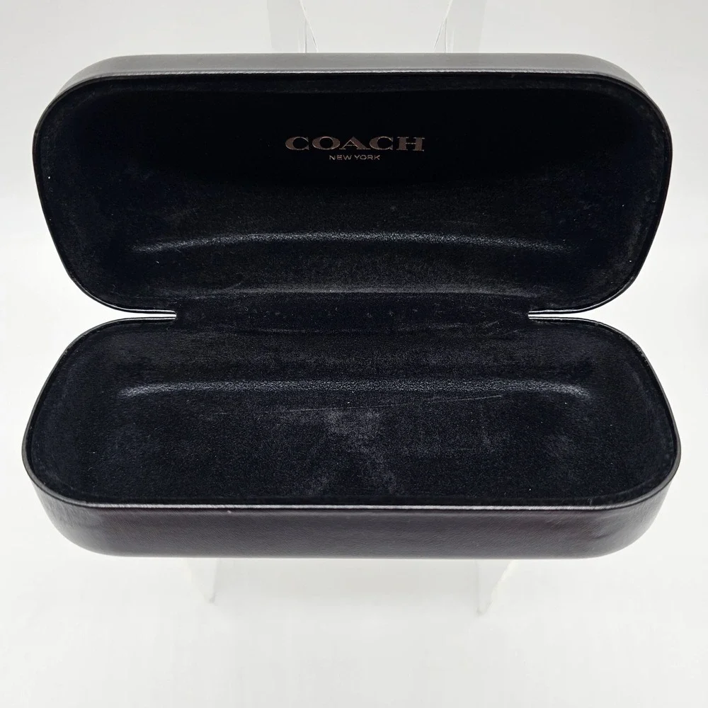 Coach Dome Clamshell Eyeglasses Sunglasses Hard Case Black Leather EUC